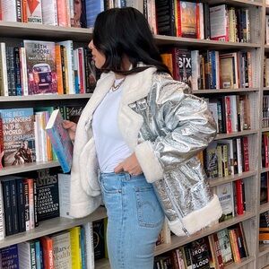 BLANKNYC WOMEN'S METALLIC MOTO JACKET